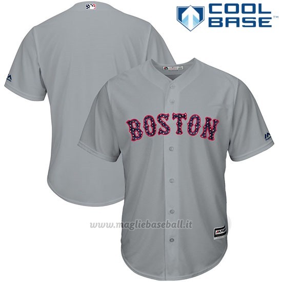 Maglia Baseball Uomo Boston Red Sox 2017 Estrellas y Rayas Grigio Cool Base
